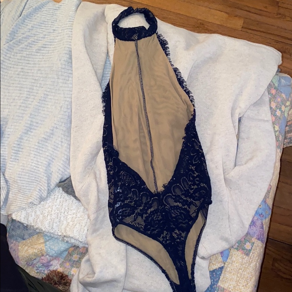 Navy blue lace bodysuit